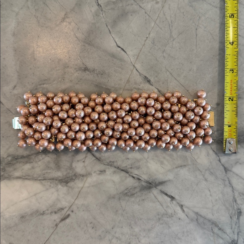J.Crew Elegant Pearl cuff Bracelet, light pink & gold - Picture 7 of 7